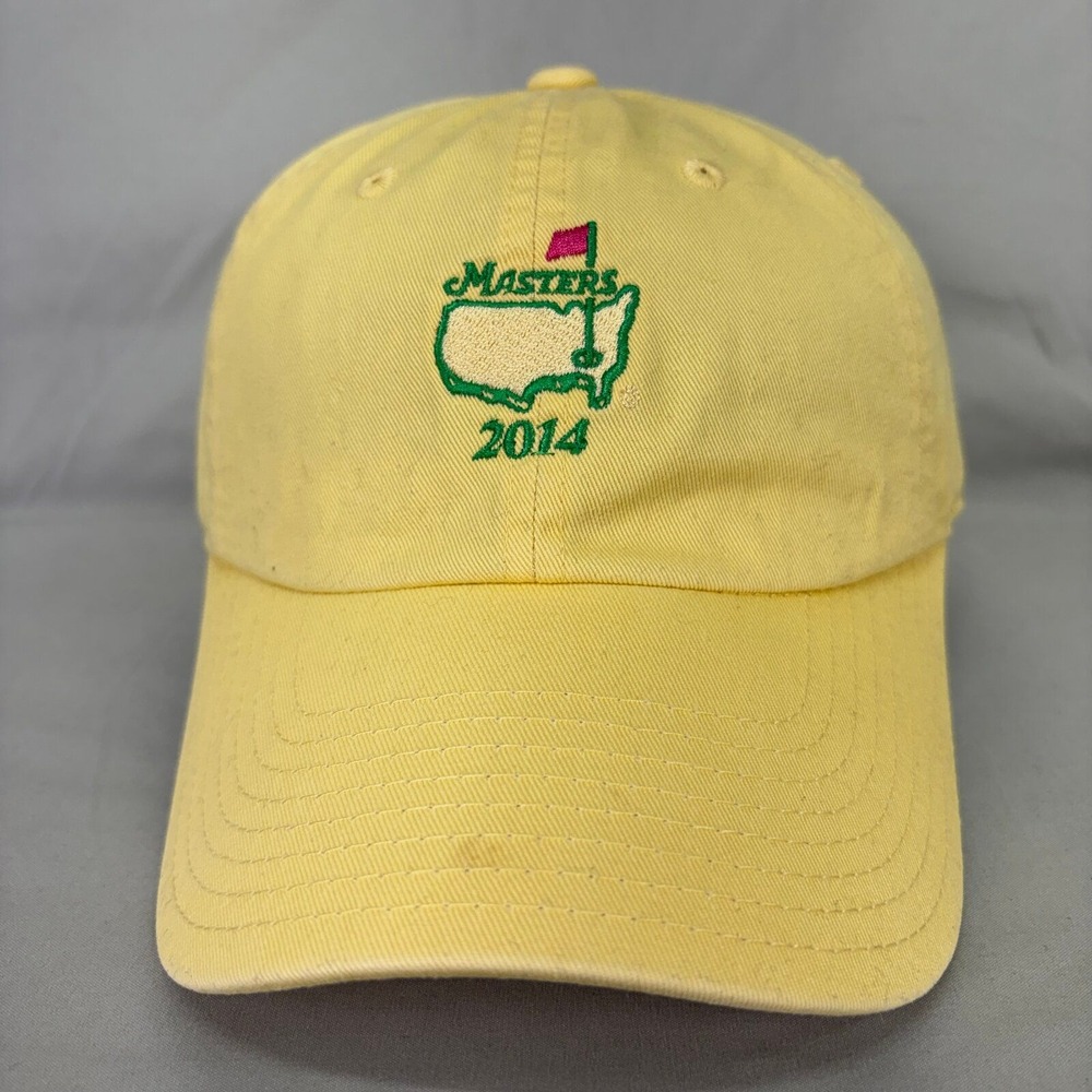 American Needle Masters 2014 Golf Hat Mens OSFA Yellow Embroidered Strapback